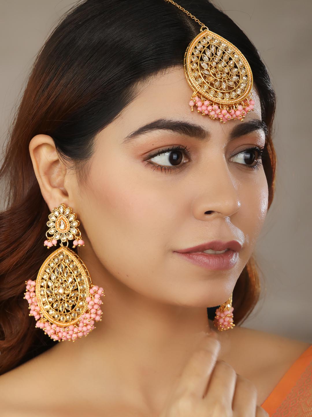 Gold Maangtikka Jhumka Set/kundan Tikka Set/polki Tikka and Earrings/pakistani  Earrings/traditional Indian Earrings/punjabi Tikka Set - Etsy